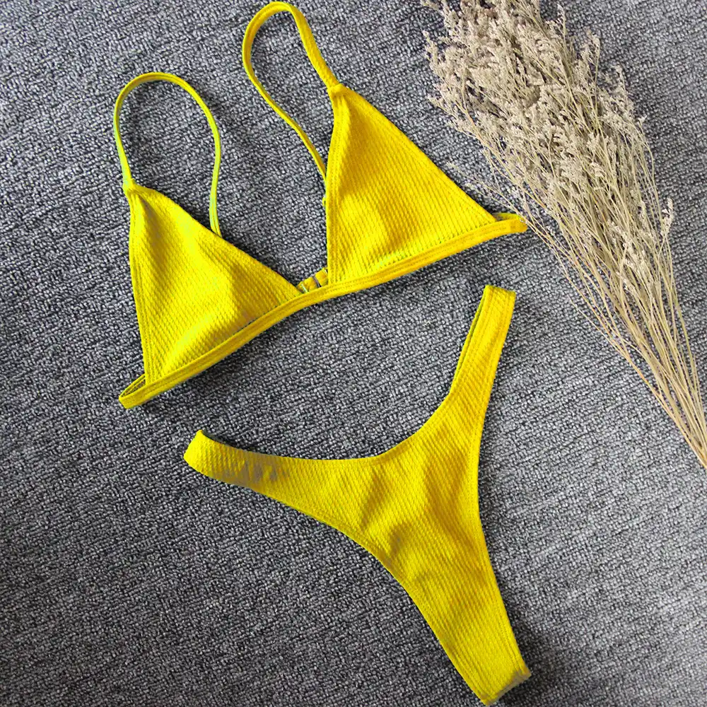 yellow ribbed swimsuit