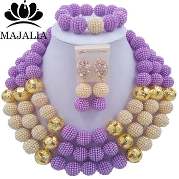 

Fashion african jewelry set Purple Plastic nigerian wedding african beads jewelry set Free shipping Majalia-425