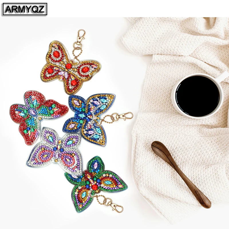 

Christmas Diy Diamond Painting Keychain Cross Stitch Key Chain On The Bag With Diamonds Owl Butterfly Snowman YSK28