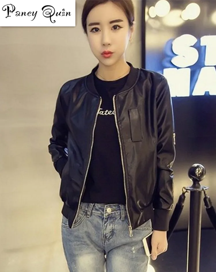 NEW women female leather coat jacket women short slim zipper Black Motorcycle leather Jackets Women jaqueta de couro feminino