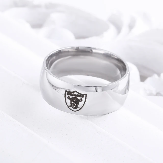Oakland Raiders Titanium Steel Rings Men Women Unisex Jewelry Super Sports Champion Rings Charm Stainless Steel Rings