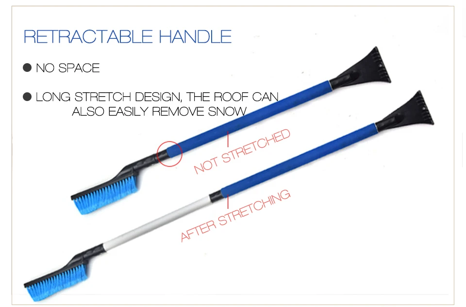 Стеклоочистители для ветрового стекла, щетка для снега, пенный захват, скребок для льда, выдвижные 3" телескопические инструменты для любого транспортного средства, зимняя очистка окон