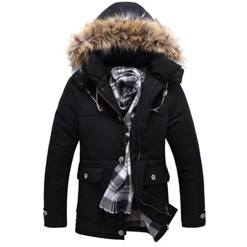 

Fashion the new winter youth cotton-padded jacket pocket decoration casual slim fit hooded Heavy hair collar parka clothes coat