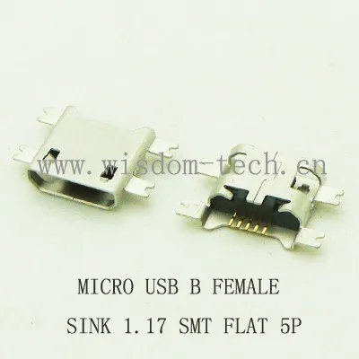

10PCS B Type Micro USB Connector 2.0 Female Socket charging Port Jack Board Sink 1.17 SMT FLAT MOUTH