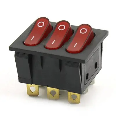 Solder 9 Pin Three SPST ON/OFF 2 Position 3 Button Rocker Switch|on/off ...