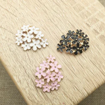 

Cute Metal Enamel Flatback Flower Wedding Buttons Handmade Alloy Buttons decorations