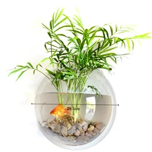 Behokic Dia23cm/29,5 см Акриловая круглая настенная миска для аквариума аквариумная Цветочная ваза для водного питомца поставщик аквариума