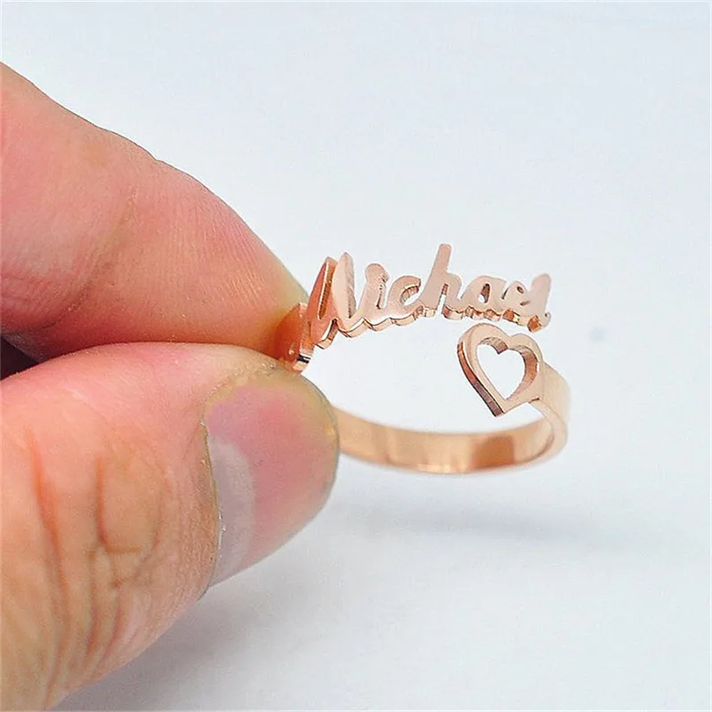Женское регулируемое кольцо из нержавеющей стали с надписью Love Heart