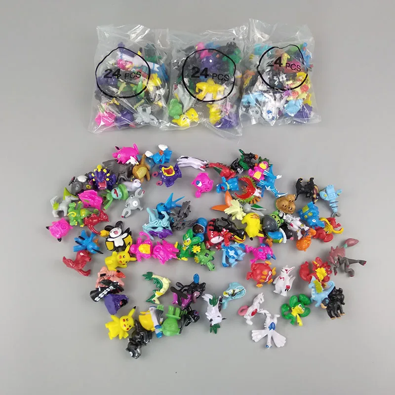 72pcs/96pcs/lot caroon pikachu series pokemon Action Figures Pikachus figure doll birthday gifts toys for children