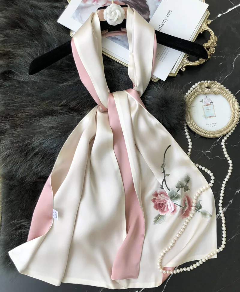 Китайский стиль Шелковый высококачественный Шелковый женский шарф с вышивкой шелк для дам вышитые шали шарфы Подарочная коробка 1 заказ = 1