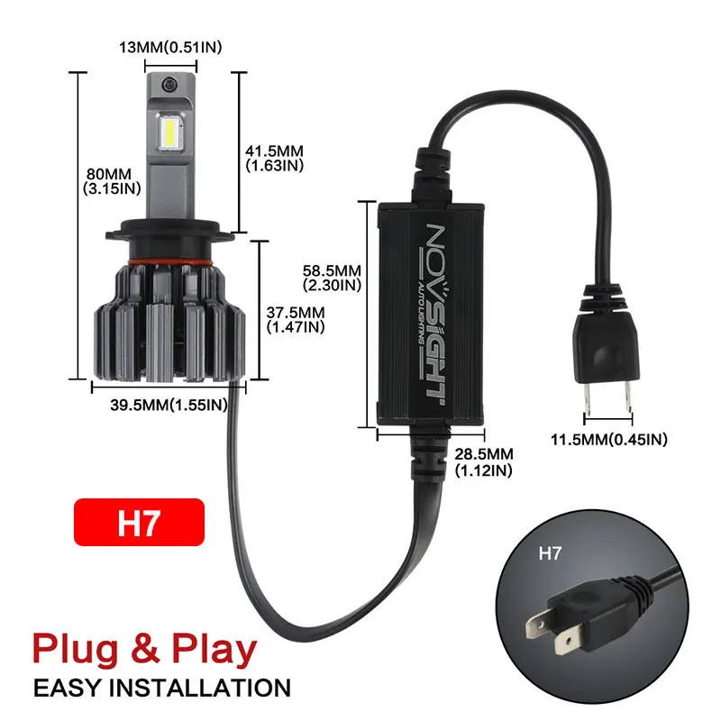 Novsight H7/H11/H4/9005/9006 светодиодные автомобильные лампы 80 Вт 15000lm/пара светильник лампы для автомобилей 6000 К авто светодиодные лампы головной светильник заменить наборы