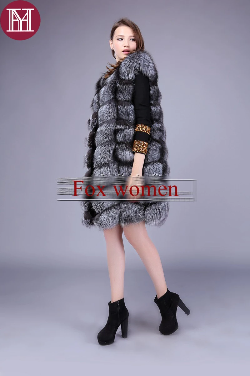 Женский жилет из натурального меха серебристой лисы, элегантный женский модный жилет из натурального меха лисы, длинный стильный брендовый жилет на рост 90 см, высокое качество