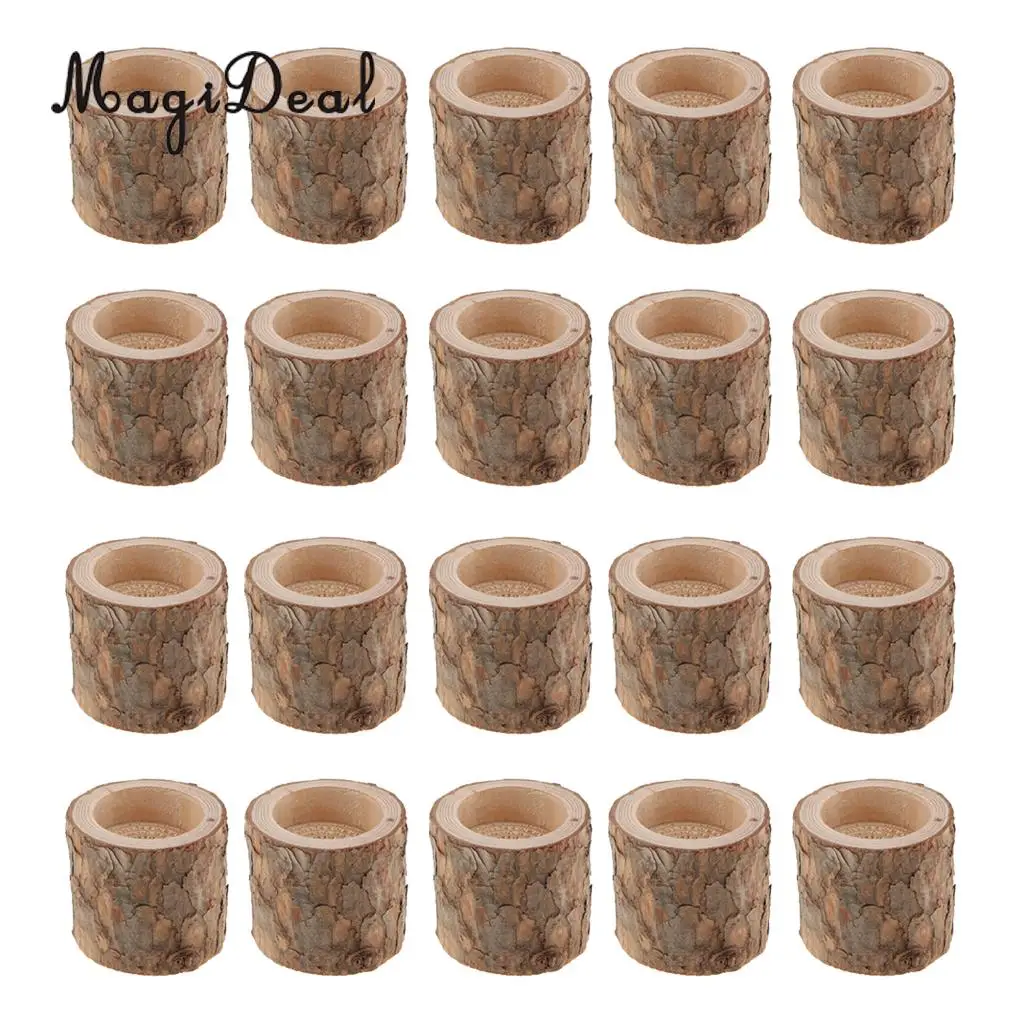 20pcs Natural Tree Branch Stump Wooden Candle Holder Tea Light Holder For Candlelight Dinner Decora 5x5x5cm