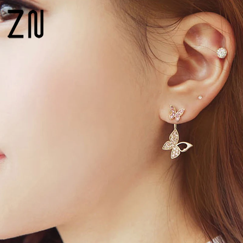 

ZN Manufacturers selling hanging butterfly earrings two wear fashion temperament Korean earrings fine jewelry for women