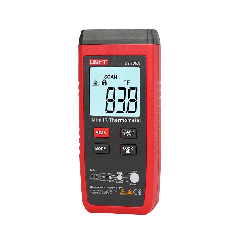 Мини ИК измеритель температуры UNI T UT306A с ЖК дисплеем C/F Select 35C ~ 300C пирометр