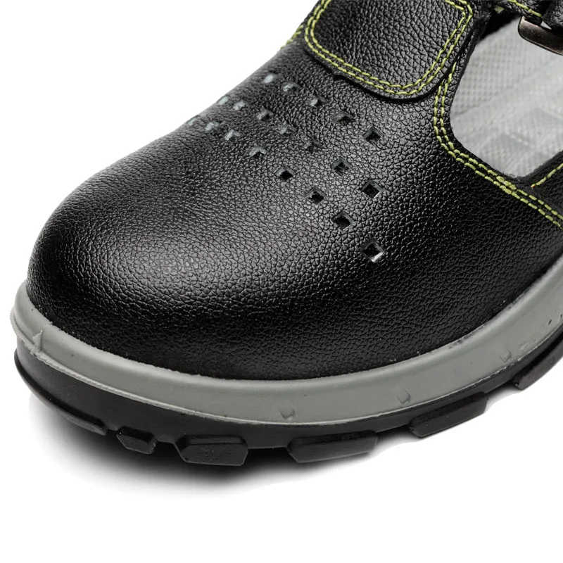 جديد أزياء الصيف الأسود تنفس أحذية أمان للرجال الصلب اصبع القدم و وحيد مكافحة بوت ضوء سلامة أحذية الصلب اصبع القدم حذاء برقبة للعمل