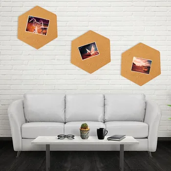 

8PCS Self-adhesive Hexagonal Cork Wall Bulletin Memo Photos Letter Message Display Board for Home Office Shop Decoration