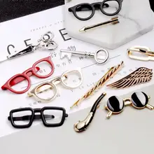 6 стилей зажим для галстука пуля перо очки якорь усы Ключ форма металлический зажим для галстука для мужчин очки коммерческие зажимы галстука Pin
