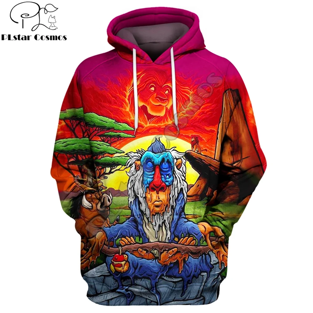 

2019 New Fashion Men Anime hoodies The Lion King movie meditating Rafiki 3D Printed Unisex streetwear Sweatshirt/zipper hoodie