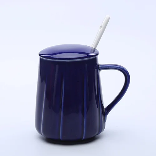 Креативная простая керамическая чашка в японском стиле простая чашка с ложкой с деревянной/фарфоровой крышкой кружка офисная чашка пара на чашке - Цвет: 17