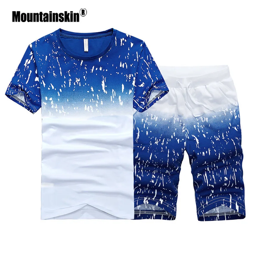 Mountainskin Men s Summer Shirts and Short Fashion Men s Sets Casual Male font b Slim
