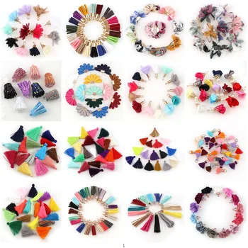 

10~30pcs 16 Style Types Tassel Findings Flower Silk Polyester Charms Pendant Drop Earring Tassel for Jewelry DIY Graft Making