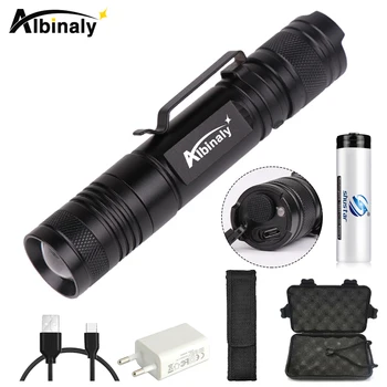 

Glare LED Flashlight Rechargeable LED Torch 5 Lighting modes Camping light Portable lighting Use 18650 battery Give a free gift