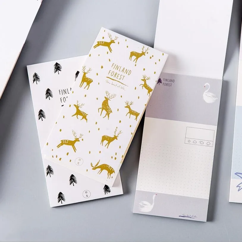 

JUKUAI Creative Forest Animals Golden Deer Notebook Finland Forest Diary Book Material Escolar Memo Notepad Stationery Supplies