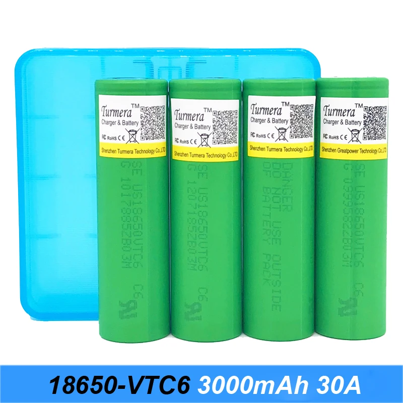 18650 VTC6 аккумулятор 3000mAh 3,7 v 30A для модной коробки электронной сигареты 18650 батареи для отверток с чехол для хранения j6