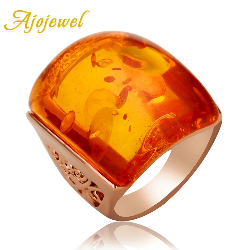 Ajojewel Размер 7-9 красивая оранжевая Смола большой камень кольцо женские аксессуары имитация Анель бижутерия