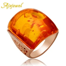 Jojewel tamanho 7-9 bela resina laranja grande anel de pedra acessórios femininos imitação anel bijuteria
