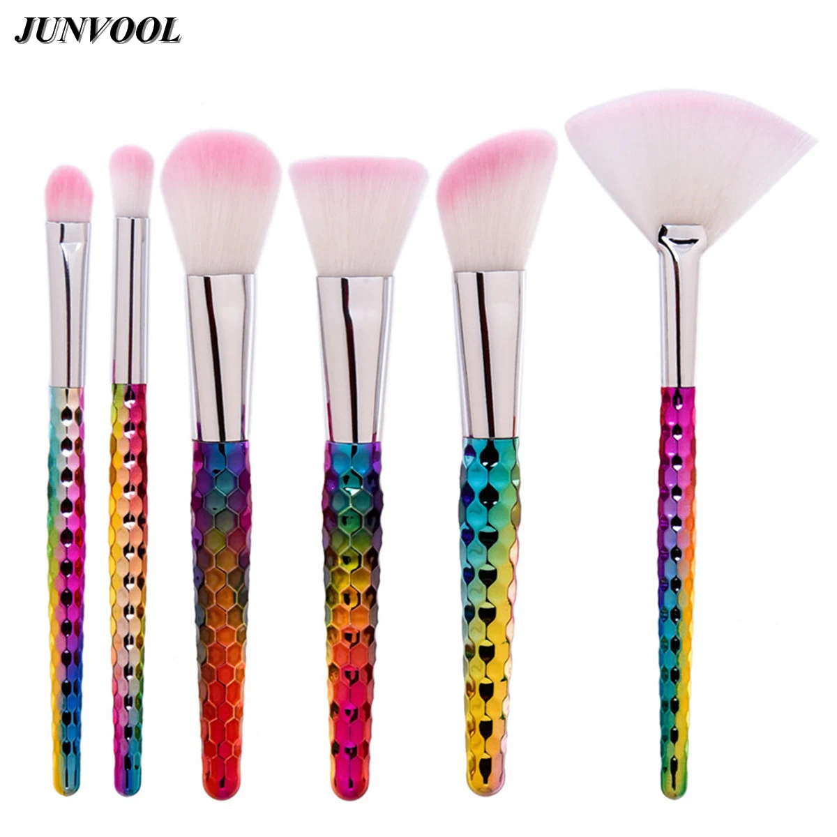 Buy Pink Unique Fan Brush 6pcs Rainbow