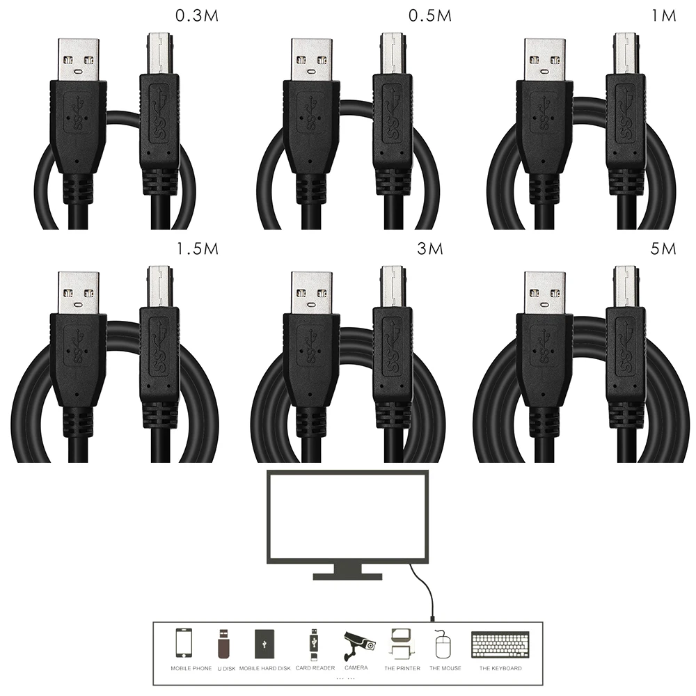 Новое поступление супер скорость синхронизации данных шнур типа A папа в B Мужской USB 3,0 принтер кабель для камера HDD Веб-камера принтер высокого качества