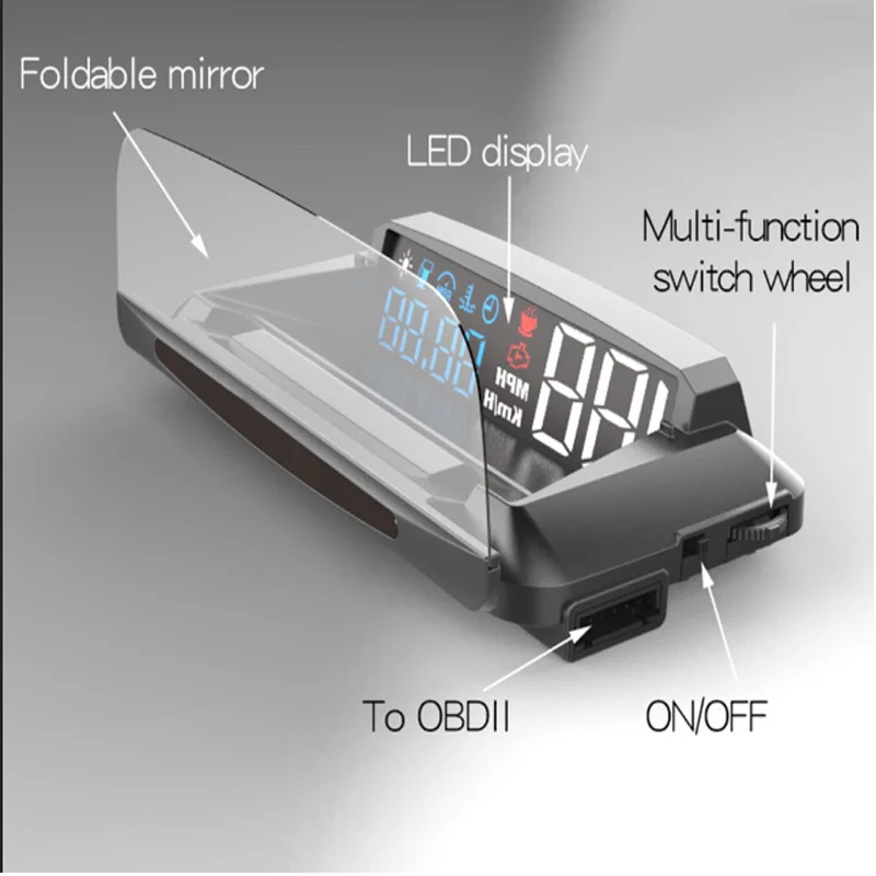 VJOYCAR HUD Дисплей на голову, Предупреждение о превышении скорости автомобиля Windshied проект автомобиля-Стайлинг OBDII Автомобиль HUD OBD2 порт на голову дисплей 4