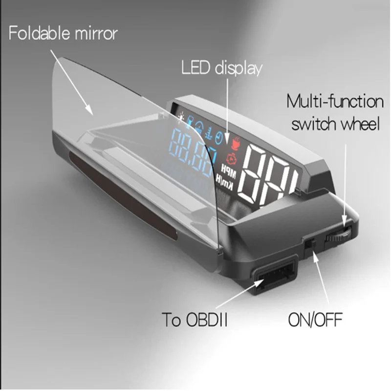 

VJOYCAR HUD Head-up Display Overspeed Warning Automobile Windshied Project Car-styling OBDII Car HUD OBD2 Port Head Up Display 4