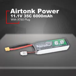 Airtonk мощность 11,1 Вт 6000 мАч 35C 3 S 1 P аккумулятор lipo XT60 Plug Перезаряжаемые для беспилотный гоночный Квадрокоптер на дистанционном управлении