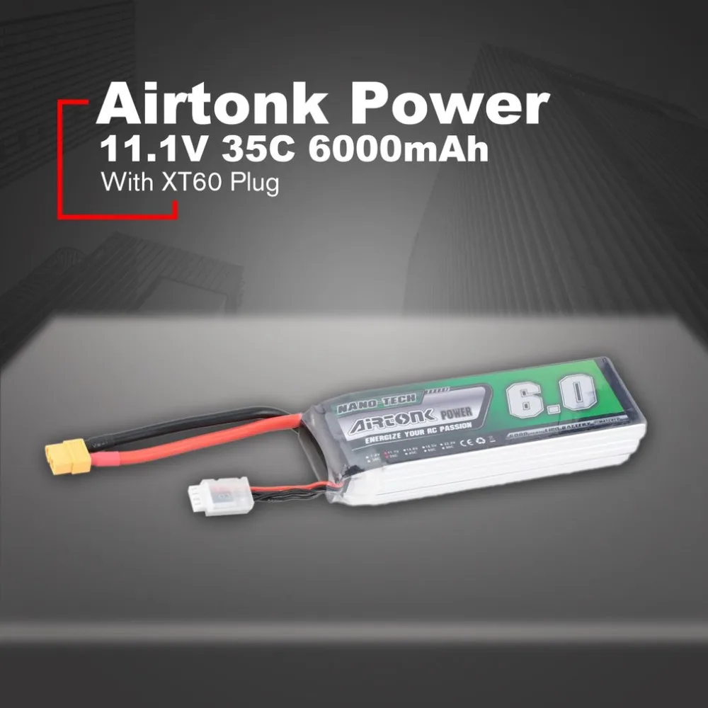 Airtonk power 11 1 V 6000mAh 35C 3s 1P Lipo аккумулятор XT60 разъем Перезаряжаемый для RC гоночный Дрон