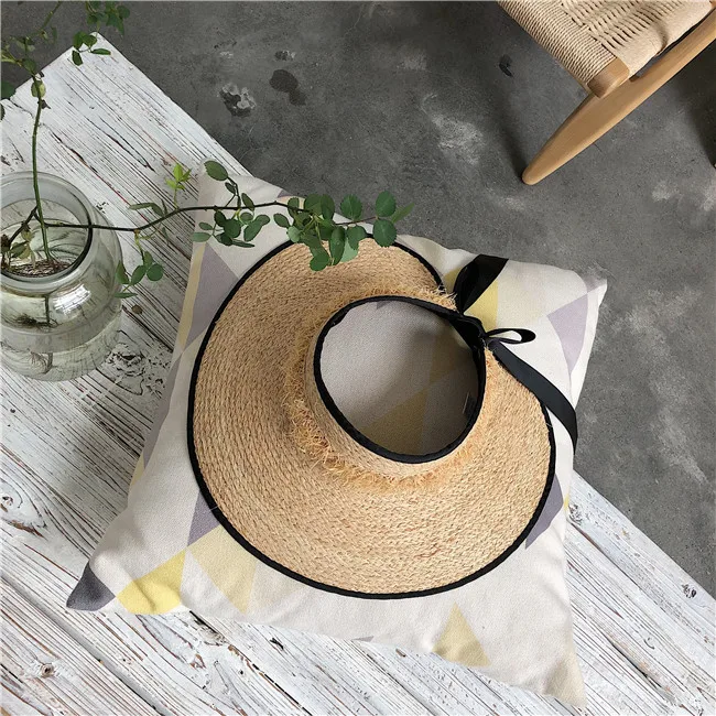  Sun hat summer hat for women beach hat ladies straw  raffia hat sun visor hat women sun visor straw raffia sun visor caps (2)