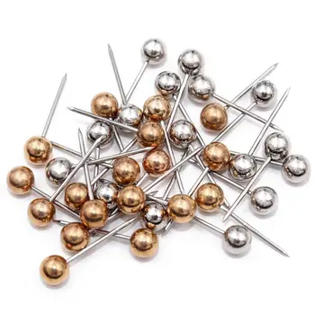 

400pcs Map Tacks Push Pins, 3/5-Inch Shining Plastic Sphere Head with Stainless Steel Point (Gold & Silver)