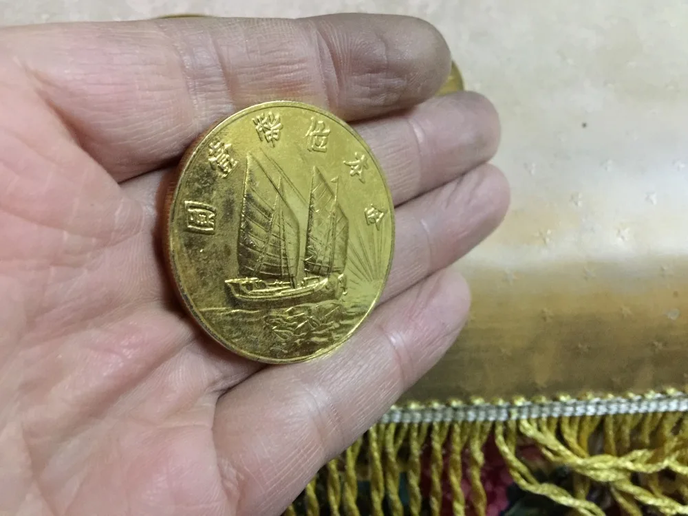 1932 Китай-Республика 21 год 1 Юань-Sun Yat-sen 24k позолоченная копия монеты (тип 1) | Дом и