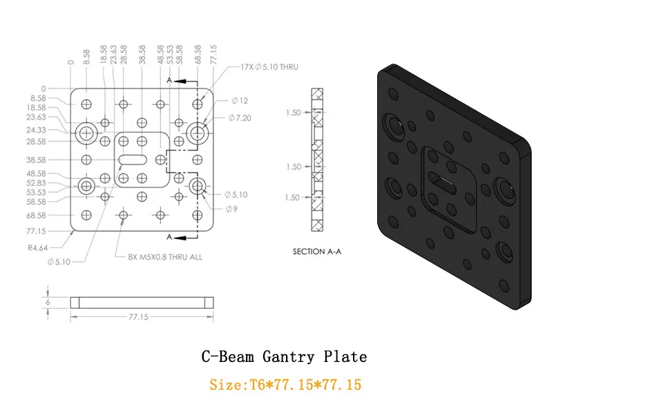 Openbuilds c-луч CNC части машины алюминиевый сплав c-луч подвижная плата 6 мм Толщина