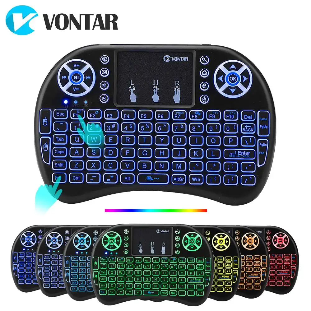 VONTAR i8 Беспроводная клавиатура русская английская Иврит Версия i8 + 2,4 ГГц Air mouse тачпад ручной для Android tv BOX Мини ПК - изображение