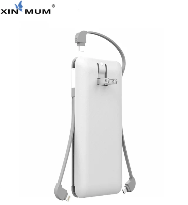 

XIN-MUM 10000mAh Power Bank with Wall Plug-in and Cables for iPhone Samsung Xiaomi Huawei LG Protable Charger Battery Powerbank