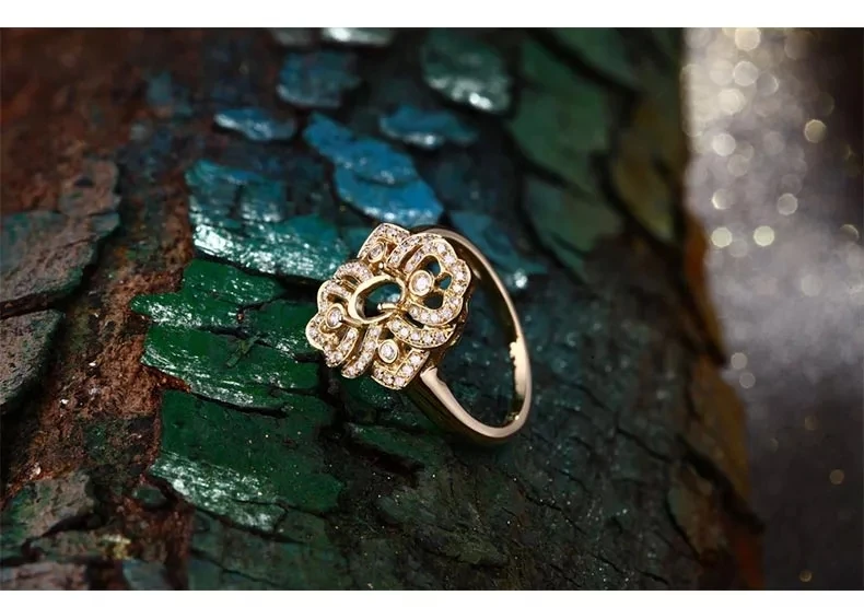 CaiMao Oval cut Semi Mount Ring Settings & 0.26ct Diamond 18k Yellow Gold Gemstone Engagement Ring Fine Jewelry