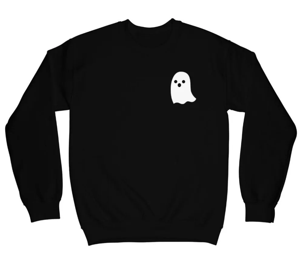 Ghost Pocket Print Women Sweatshirts Casual Hoodies For Lady Girl Funny