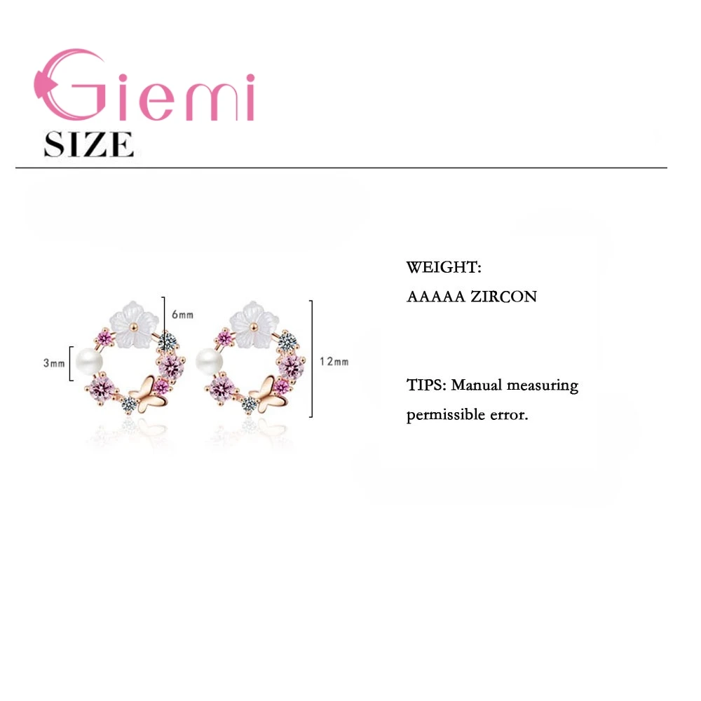 Настоящее 925 пробы, серебряные серьги, красивая бабочка, цветные цветы+ белый жемчуг, кубический цирконий, кристалл, ювелирное изделие для женщин