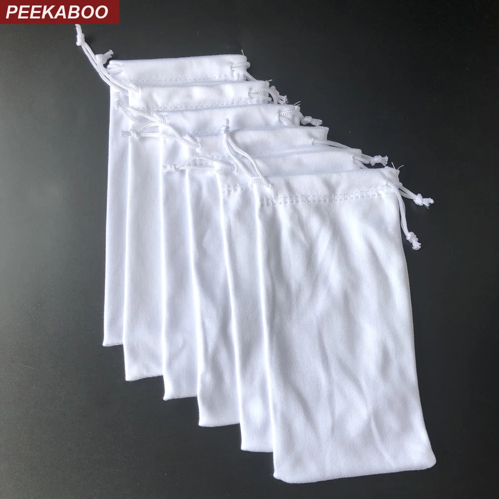 

Peekaboo 100pcs white customized logo eye glasses bag soft cleaning microfiber sunglasses pouch soft eyewear accessories