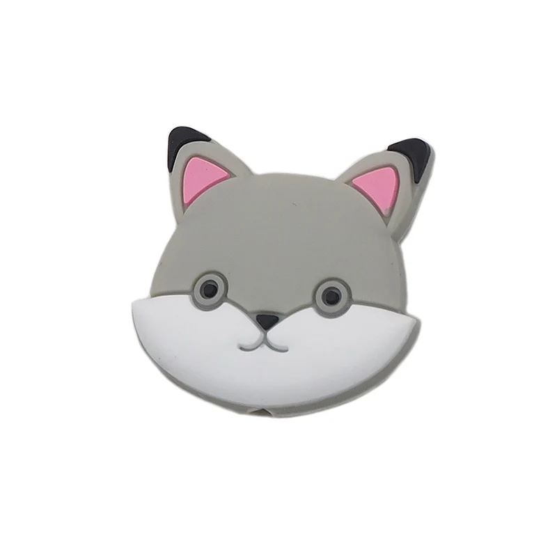 Grey Chengkai 10 шт Силиконовые Прорезыватели для зубов DIY Единорог звезда Пингвин цветок коала Фламинго Детские Прорезыватели для зубов сенсорные ювелирные изделия Мультяшные бусины - Цвет: Grey