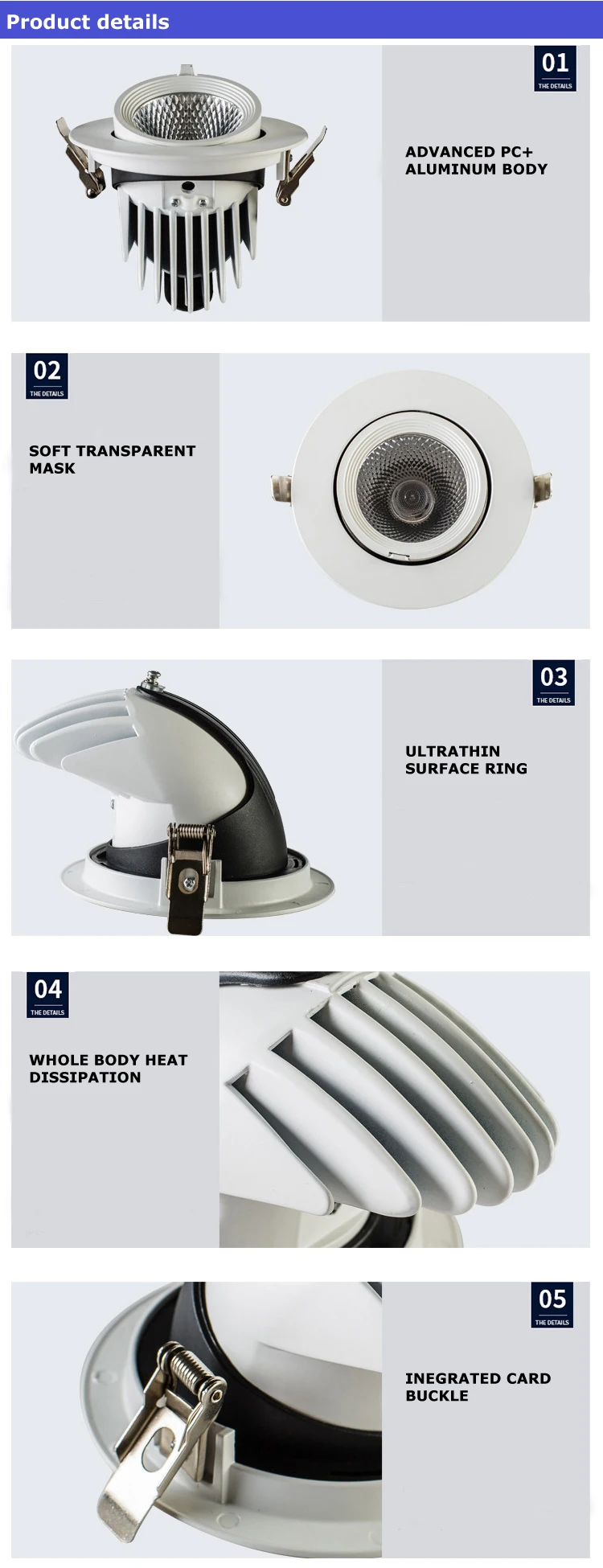 Super Bright 5W 7W 10W 12W 15W 20W 30W 35W LED Trunk Light Gimbal Light Adjustable COB Rotation Recessed Ceiling Downlight AC220V 1) (1 (2)