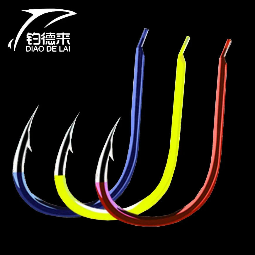 

30pcs Coating High Carbon Steel Fishing Hooks Blue/Red/Yellow with Micro Barb Size 3/5/7/9/11/13